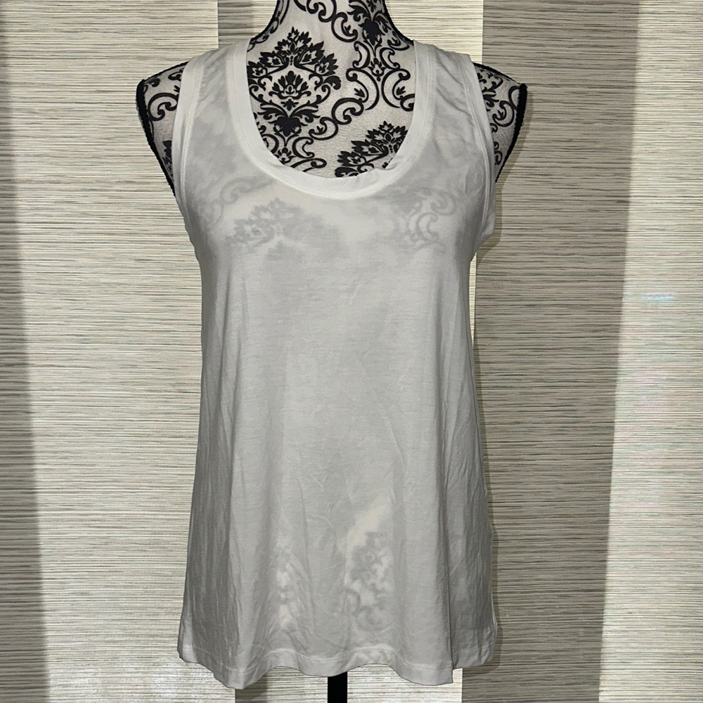 INC International Concepts White Scoop Neck Tank Top Sz. M